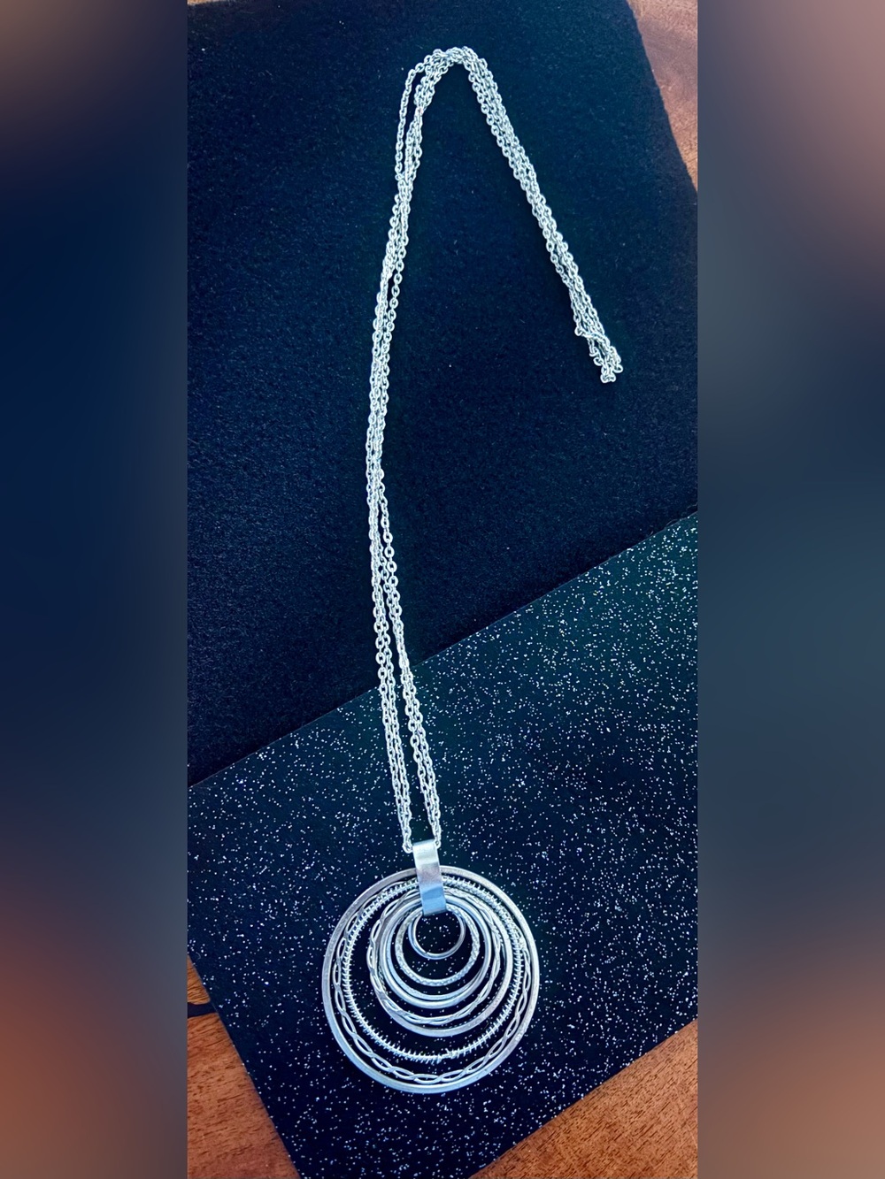 SET: Silver Multi-Ring Pendant Necklace & Nordstrom Silver-Tone Bangles